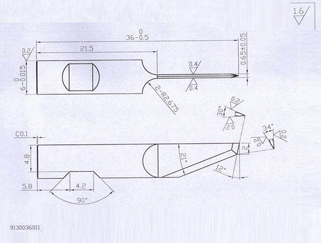 Нож 4CNC для планшетного плоттера 9130036011 (14.5x36x6x0.65 мм)