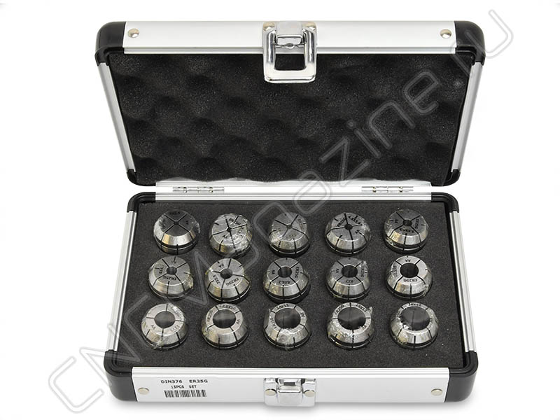 ER25G-15 шт Набор цанг с четырехгранником, DIN376, 0.008