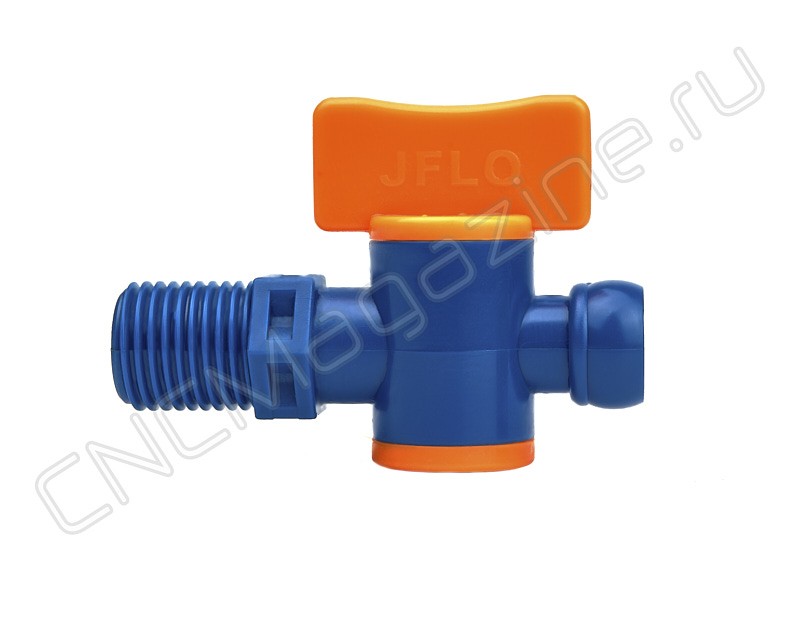 Вентиль запорный резьбовой для подачи СОЖ 1/4" - G1/4 (2207) синий
