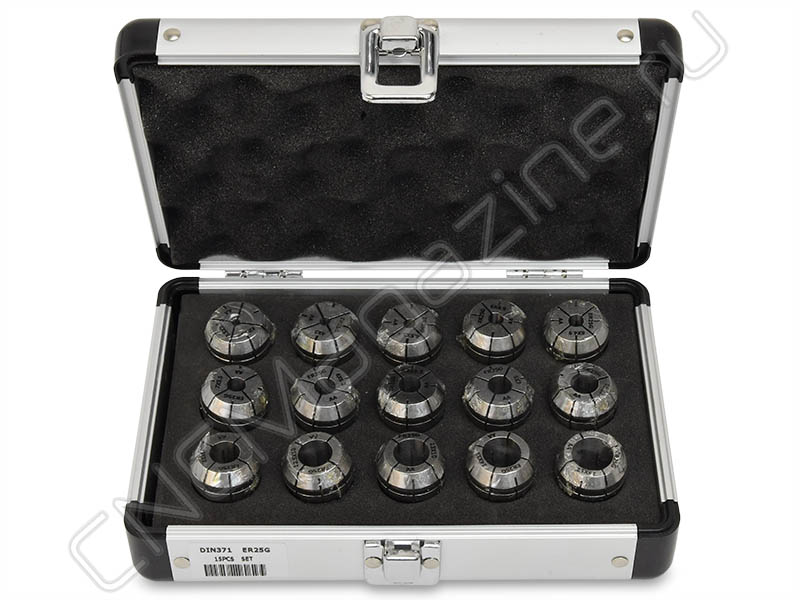 ER25G-15 шт Набор цанг с четырехгранником, DIN371, 0.008