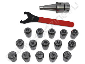 NT30-ER25-63 15PCS Патрон с набором цанг 15 шт (d2-16 мм)